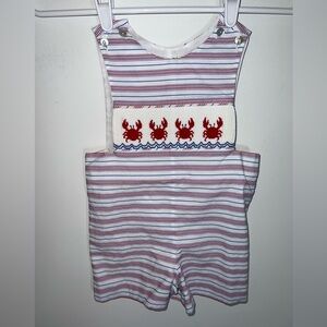 smocked crab 12 months romper overalls